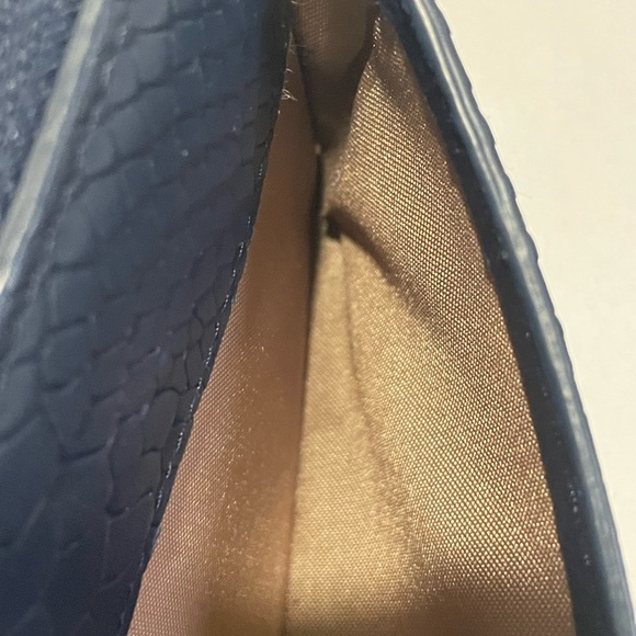 GiGi New York Embossed Python Zip Around Wristlet Wallet in Navy Blue - Picture 12 of 16
